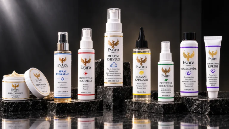 La gamme de soins EVARA sur un décor sombre