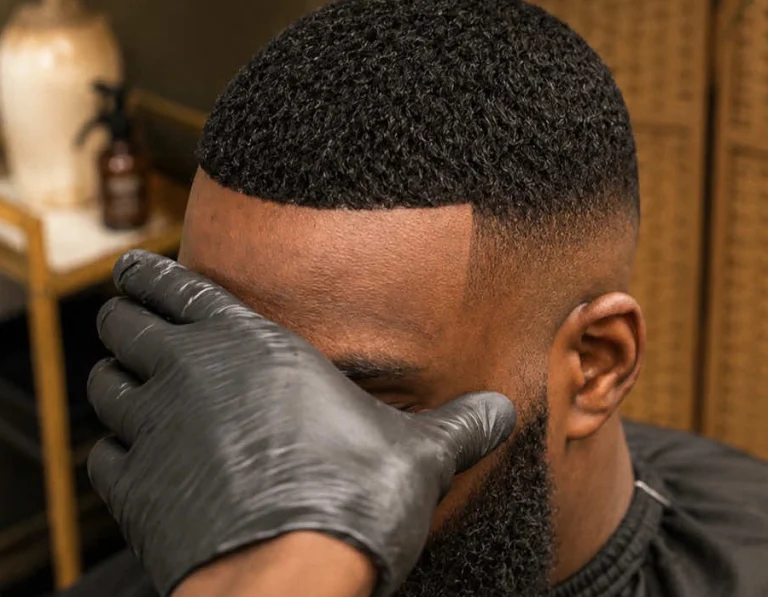 Ligne frontale naturelle sur un homme noir